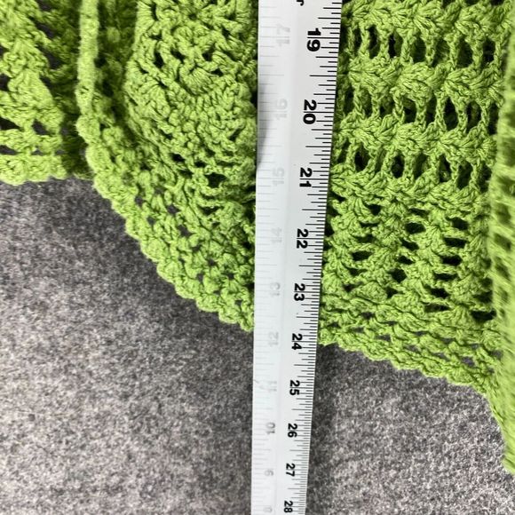One Resource Top Women M Medium Green Crochet Open Front Long Sleeve Casual - Picture 6 of 9